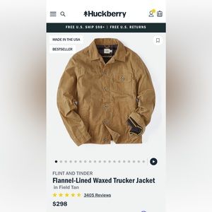 Huckberry Flint and Tinder Flannel-Lined Waxed Trucker Jacket